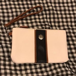 Black and tan leather clutch bag/wallet